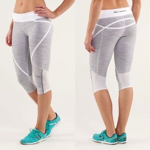 Lululemon Run: Pace Crop Wee Are From Space White Combo Striped
